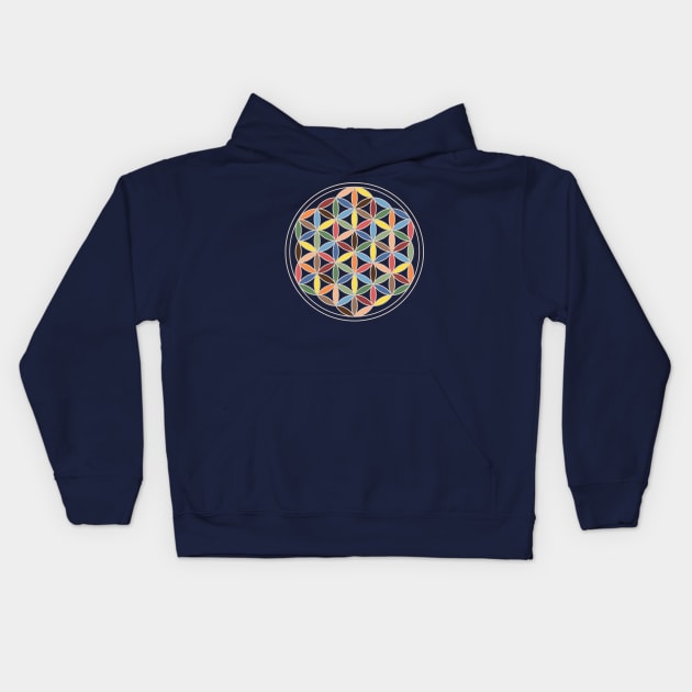 Flower of Life - Retro Colors Kids Hoodie by NataliePaskell